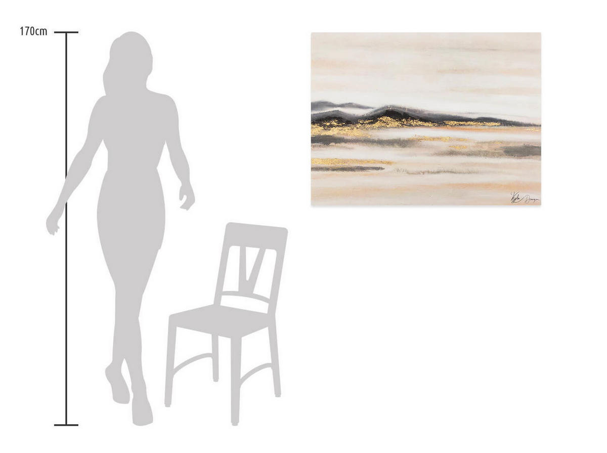 ACRYLBILD HANDGEMALT 100/75 cm - Beige/Schwarz, Holz/Textil (100/75cm) - KUNSTLOFT