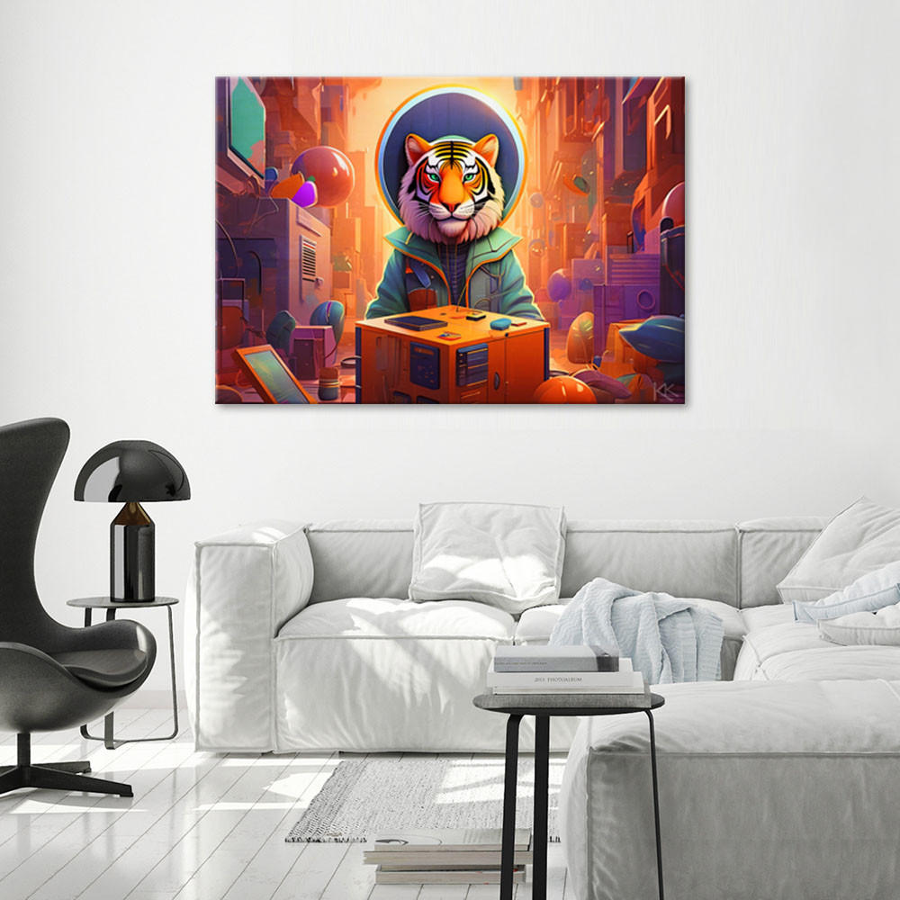 LEINWANDBILD Moderne Tiger Abstraktion 100x70cm - Multicolor, Textil (100/70cm) - Feeby