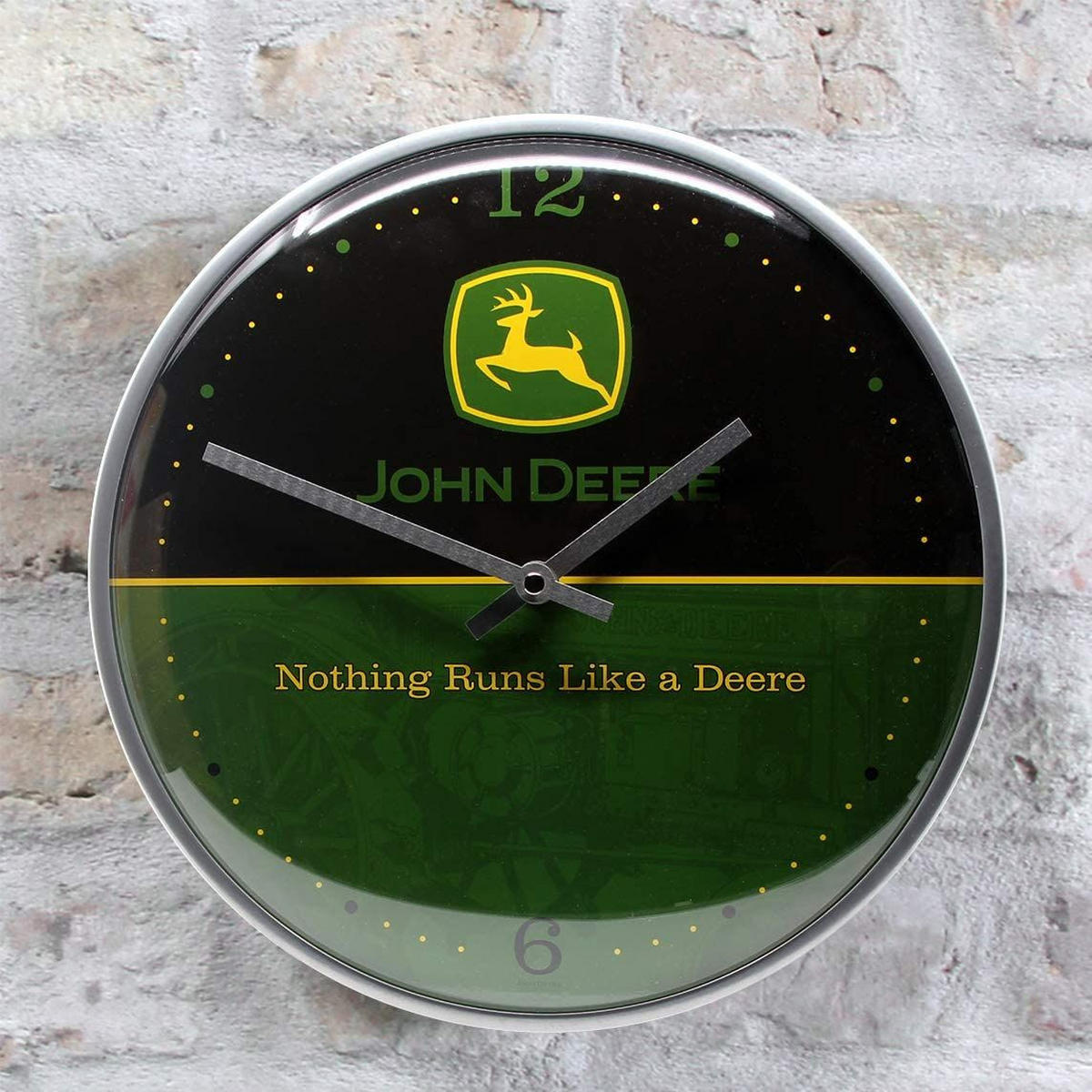 WANDUHR 31 cm John Deere Logo Black and Green - Dunkelgrün/Schwarz, Metall (31/31/5cm) - Nostalgic-Art