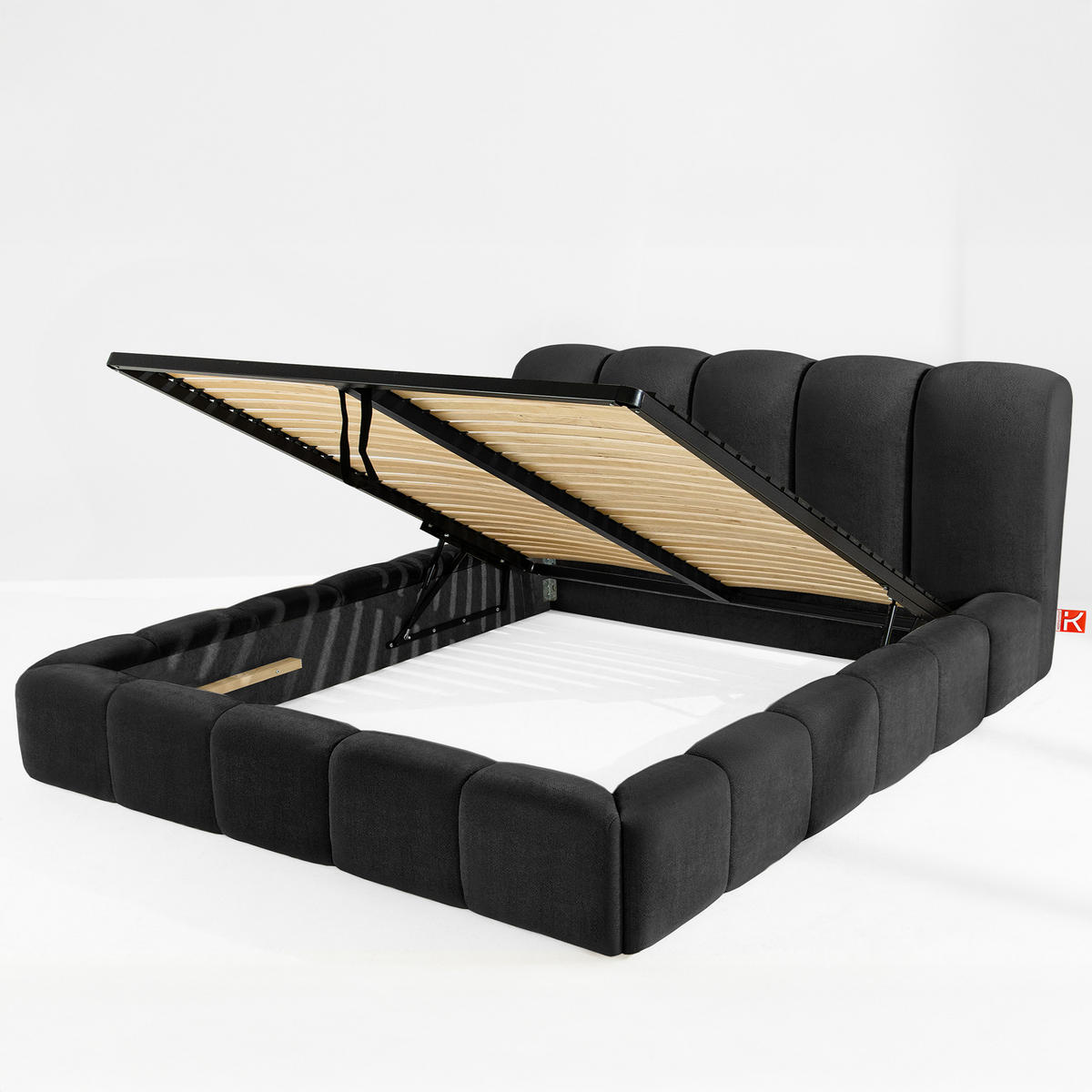 POLSTERBETT MERIDE Chenille, Anthrazit - Anthrazit/Schwarz, Holz/Textil (200/200cm) - KONSIMO®