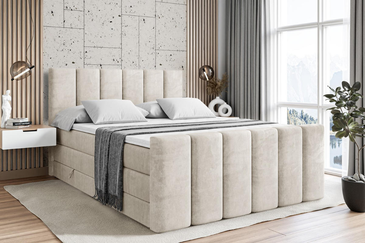 BOXSPRINGBETT BOXI1-Z KING - 200x200 - H3/H4 - Creme - Creme, Holzwerkstoff (200/200cm) - ALTDECOR