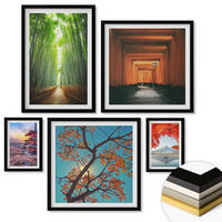 WANDBILDER 5er-Set - 50x50 cm & 20x30 cm & 40x60 cm Schwarzer Rahmen - Meerblick, farbenfrohe Häuser - Schwarz, Kunststoff (40/60cm) - ArtPrintCave