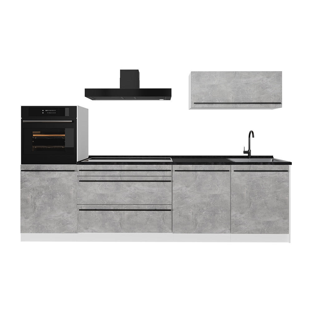 Vicco KUCHYŇSKÝ KOUT R-Line, Beton/Bílá, 280 cm pracovná doska antracitová