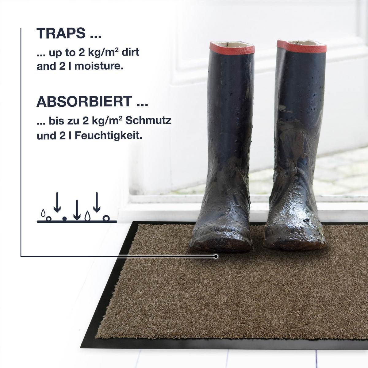 FUSSMATTEN FÜR INNEN & AUßEN TÜRMATTE - Taupe, Textil (78/150cm) - WohnDirect