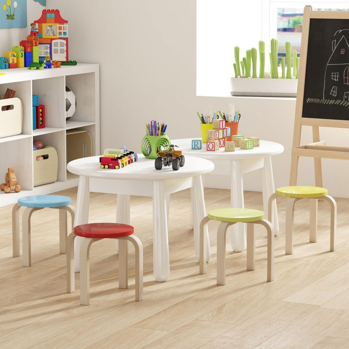 STAPELHOCKER DE-36037 4er Set mit Birken-Sperrholz Bunt - Multicolor, Holzwerkstoff (36/30/36cm) - ComfortXL