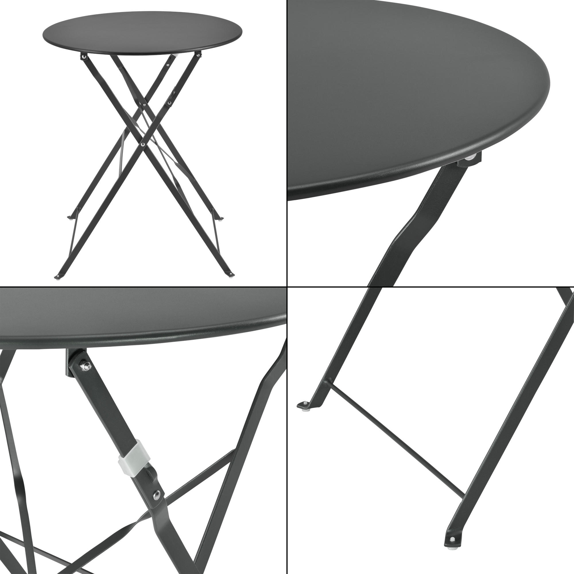 Thumbnail - [en.casa] Balkon-Set, Dunkelgrau, Metall, 3-teilig, 2-Sitzer, rund, Balkonmöbel, Balkonmöbel-Sets