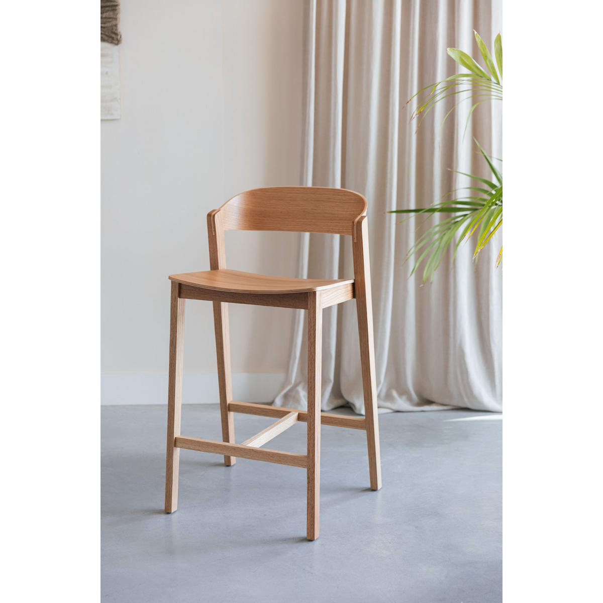 BARHOCKER Wooz mit Rückenlehne 65 cm Naturel - Naturfarben, Holz (52/89.4/47.5cm) - Housecraft Living