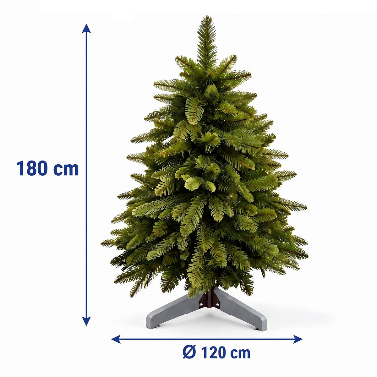 WEIHNACHTSBAUM Grün künstlich Nordmanntanne 180 cm ohne Beleuchtung - Dunkelgrün, Holz/Kunststoff (180cm) - Relaxdays