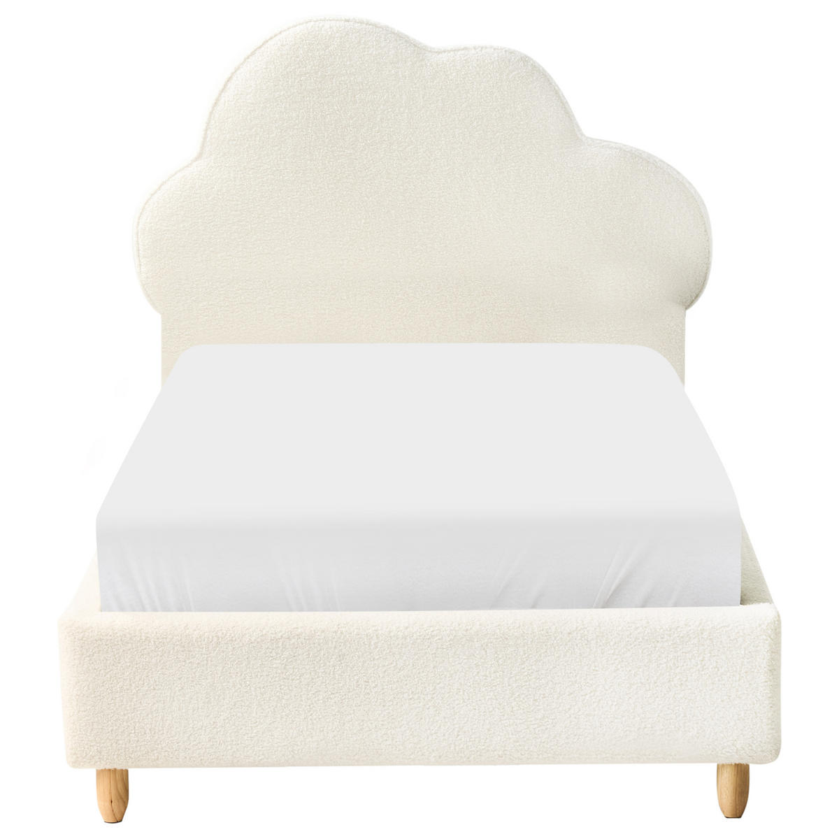 KINDERBETT 90/200 cm Cremeweiß Bellevue - Weiß/Braun, Textil (90/200cm) - Beliani