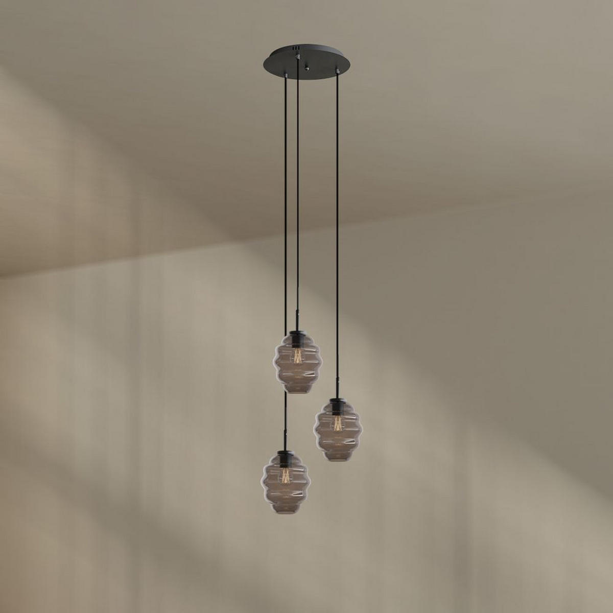 GALERIELEUCHTE Echos 3-flammig Rauch Ø 18cm - Anthrazit/Schwarz, Glas (18/18/20cm) - s.luce