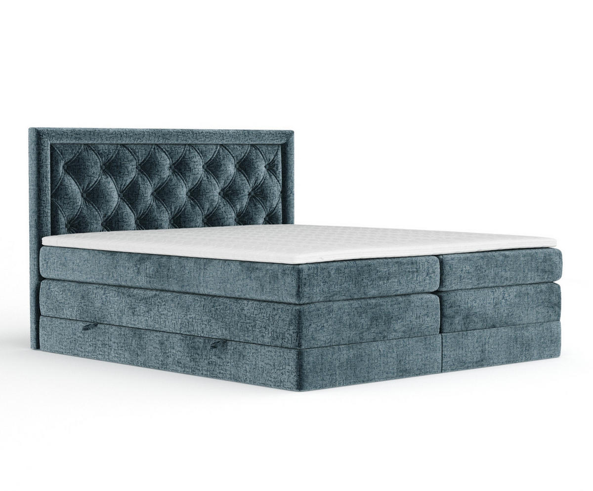 BOXSPRINGBETT Aurelia Blau 140/200 cm - Blau/Schwarz, Holz/Holzwerkstoff (140/200cm) - Maison de Reve