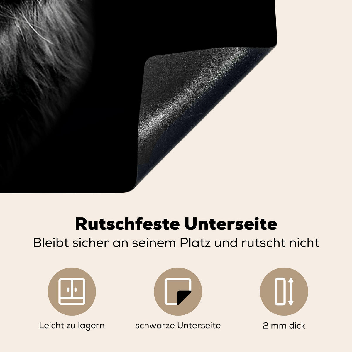 HERDABDECKPLATTE Schottischer Highlander - Hörner - Schwarz - Weiß - Kuh - Wild - Tiere Induktionsmatte 78x78 cm - Schwarz, Kunststoff (78/78/0.2cm) - MuchoWow