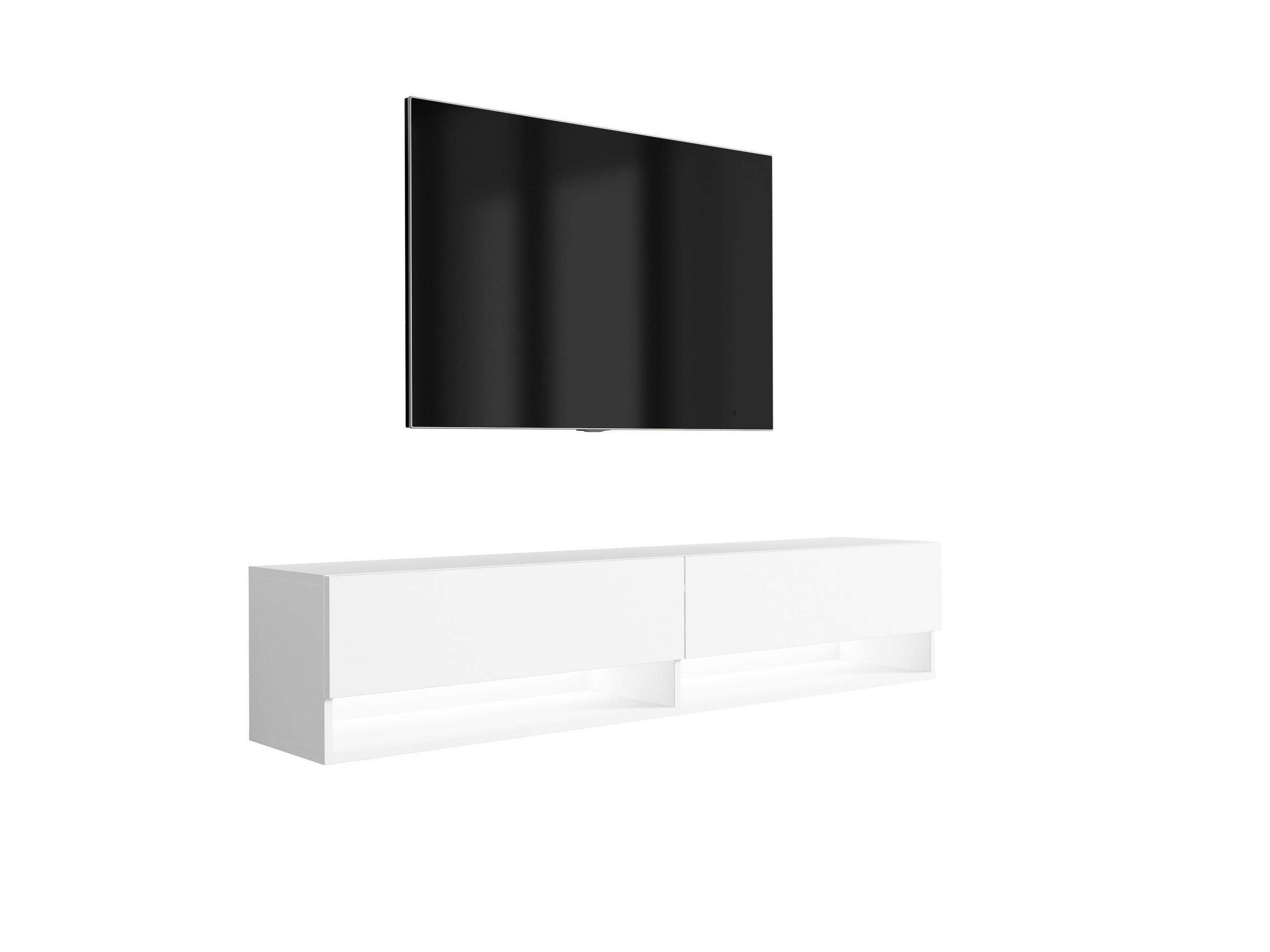 TV-LOWBOARD 170 cm Mattweiß, LED weiß, 170 × 32 × 34 cm - Weiß, Holzwerkstoff (170/33.6/32cm) - 3XE LIVING
