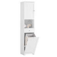 HOCHSCHRANK mit Wäschesack 40x38x180cm - Weiß, Holzwerkstoff (40/180/38cm) - SoBuy