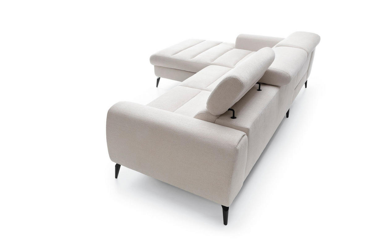 ECKSOFA NOTE Creme Chenille mit Schlaffunktion - Creme, Holz (270/184cm) - MASSENO