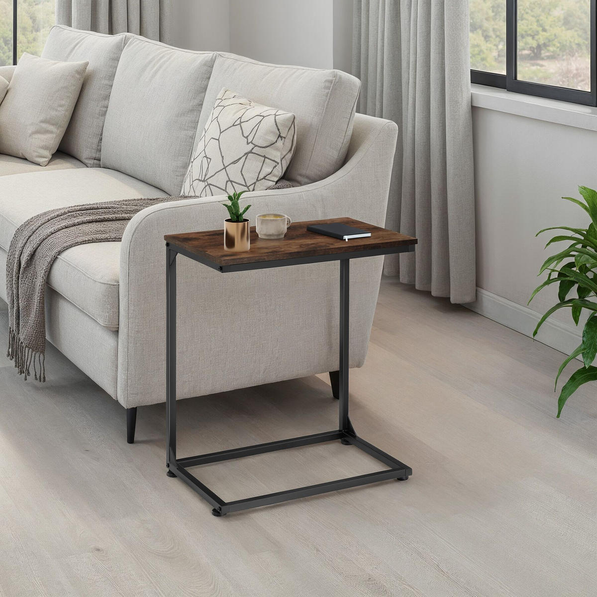 BEISTELLTISCH Cardiff,55,5 x 35 x 67 cm,Industrial Holz dunkel, rustikal - Rostfarben, Holz (35/55.5/67cm) - tectake