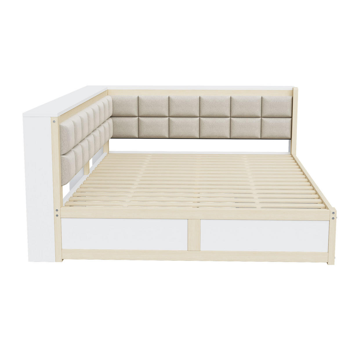 BETT 140/200 cm mit Rückenlehne und 2 Schubladen – inkl. Lattenrost - Weiß, Holz (140/200cm) - BEAOK