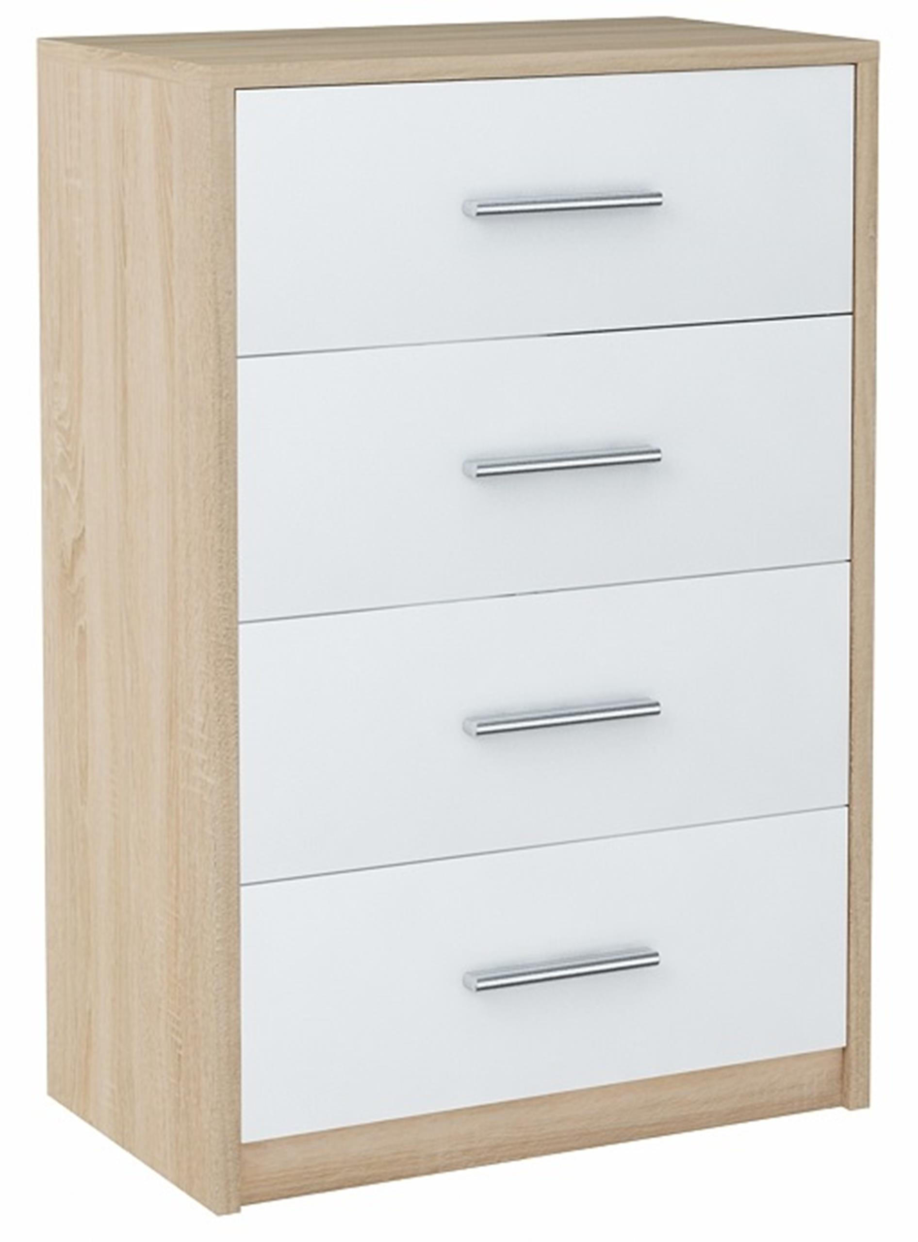 Matkam Möbel Kommode Sonoma Eiche, Weiß 60x75x35 cm