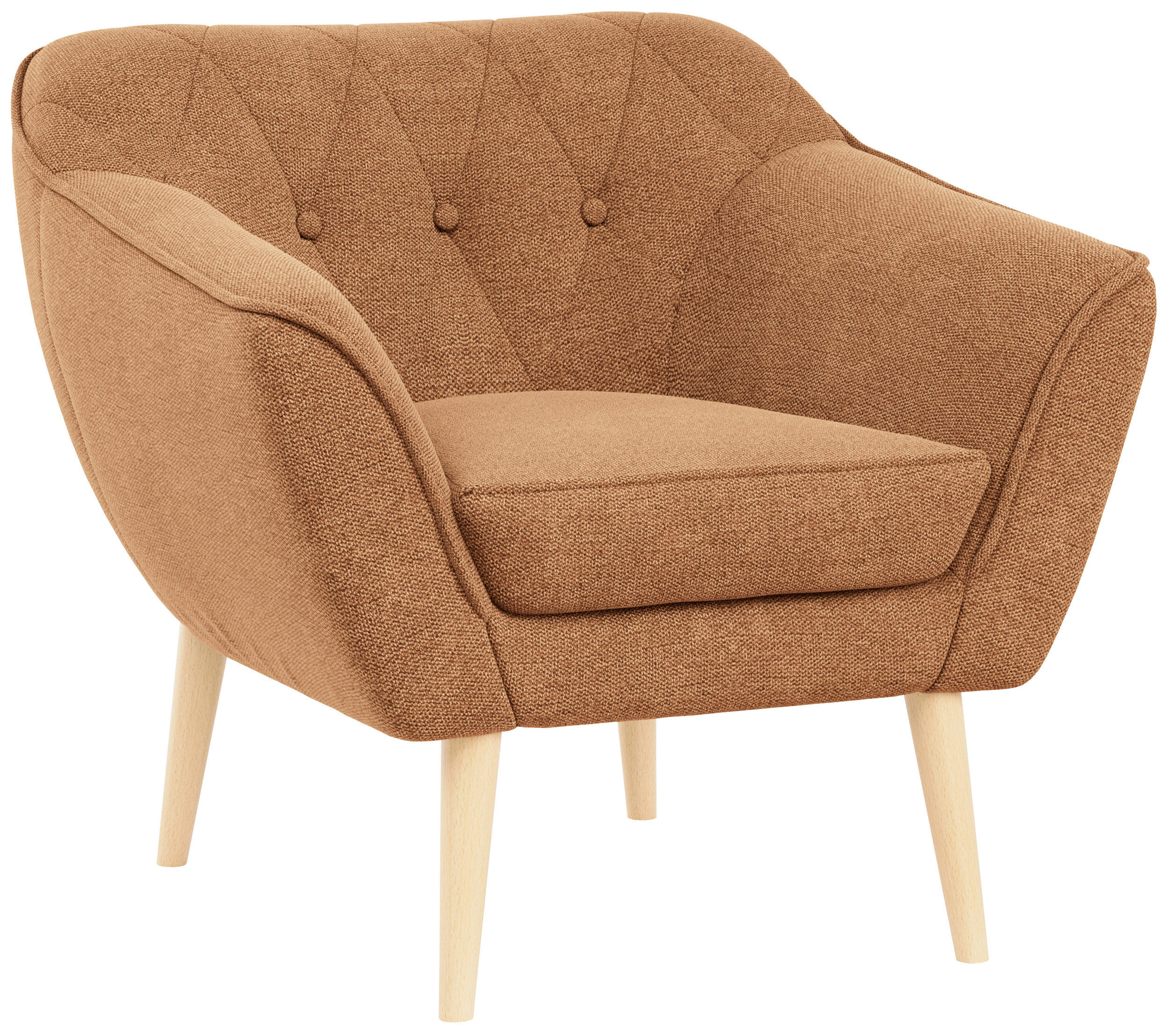 SESSEL Pirs 1 Sitzer Strukture Orange - Orange/Braun, Holz/Textil (80/75/74cm) - MKS