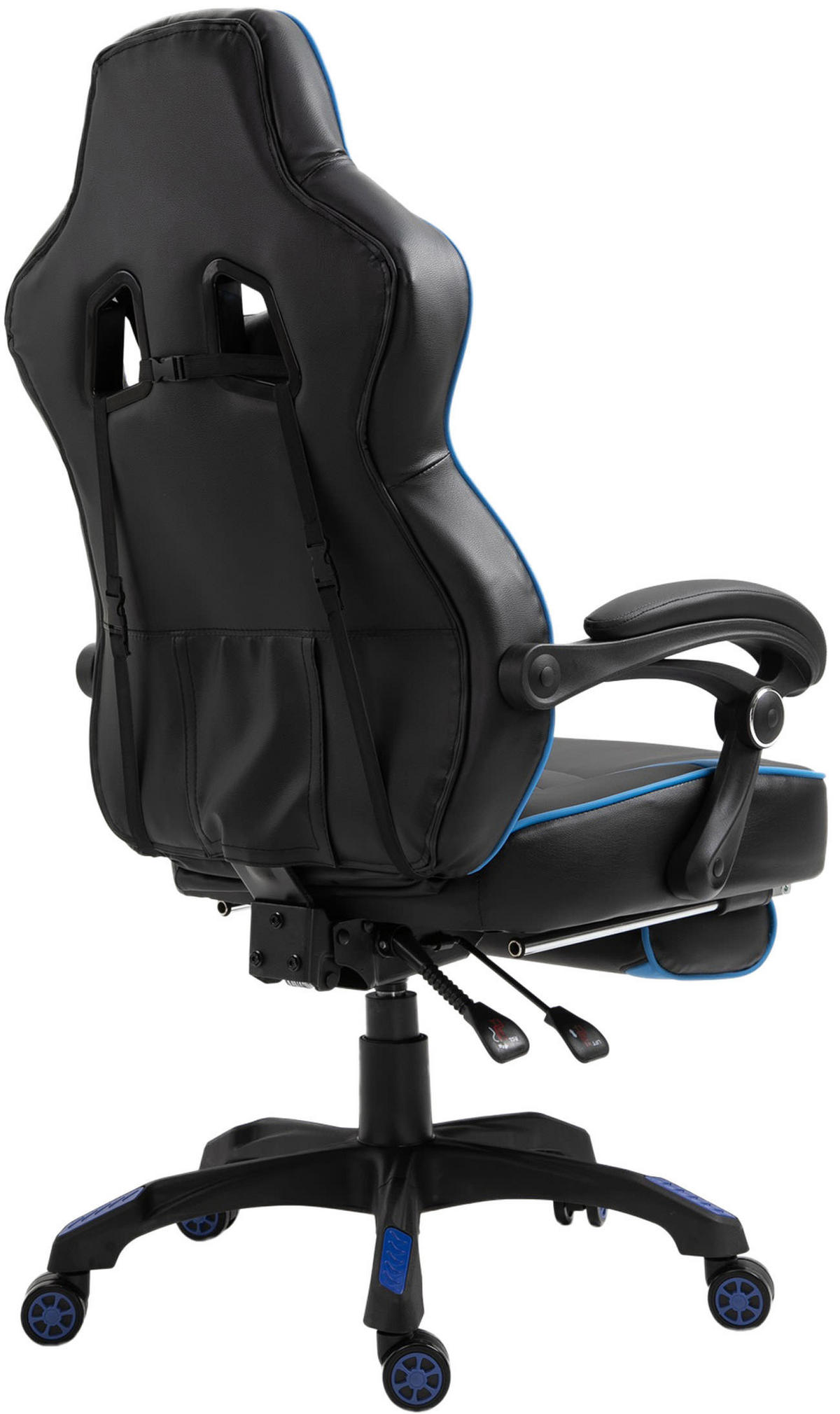 CHEFSESSEL Lederlook schwarz/blau - Blau/Schwarz, Kunststoff/Textil (67/120/69cm) - CLP