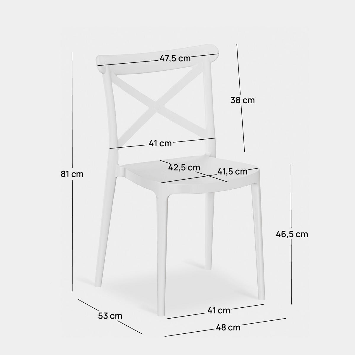 GARTENSTUHL Birk Weiß 48 cm x 81 cm 4er-Set - Weiß, Kunststoff (48/81/53cm) - Klast Home