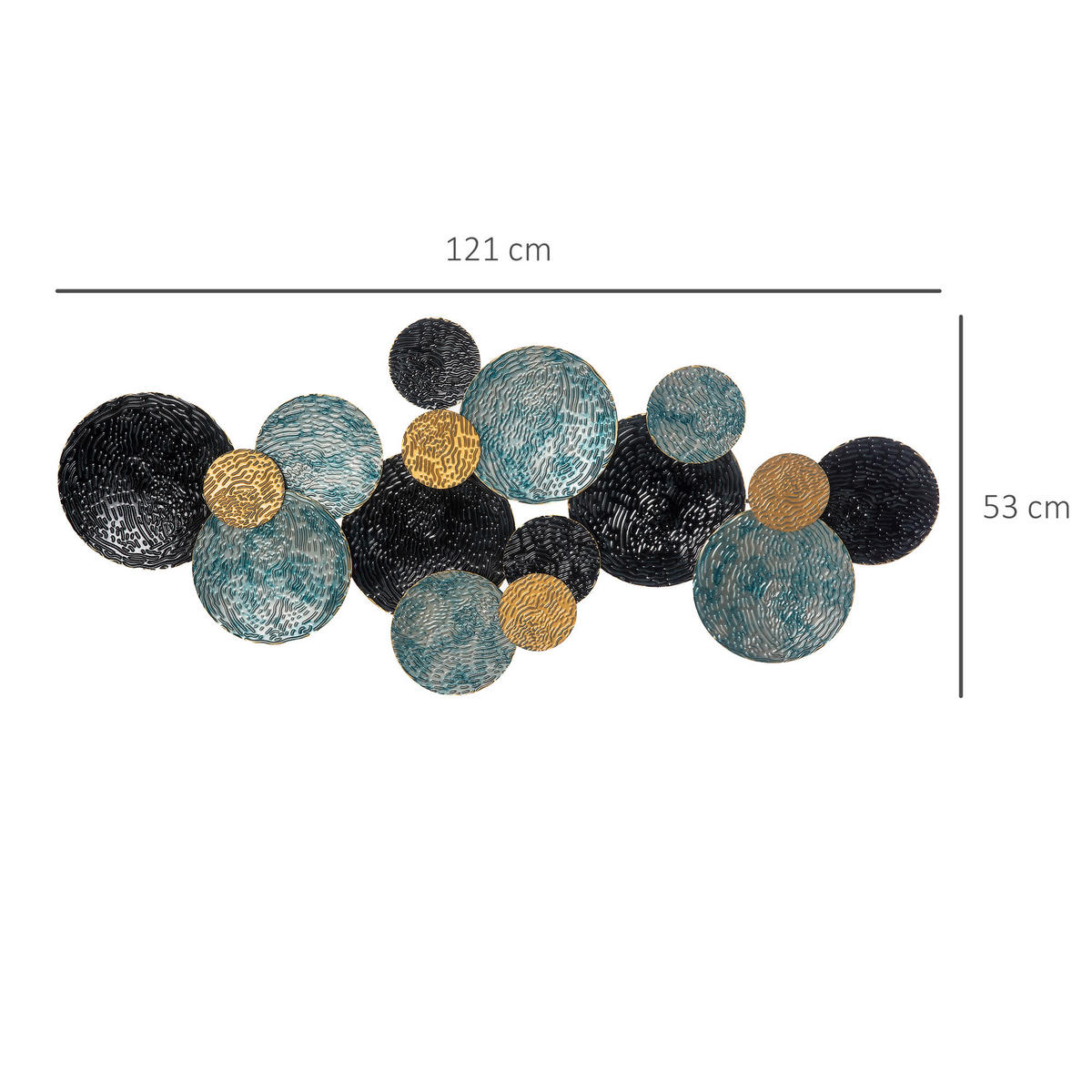 WANDDEKORATION, Eisen, Gold+Blau+chwarz - Multicolor, Metall (4/53/121cm) - HOMCOM