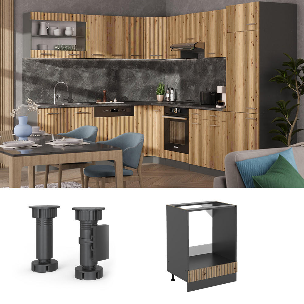 Thumbnail - Vicco Herdumbauschrank, Eiche Artisan, Anthrazit, Holzwerkstoff, 1 Fächer, Quadratisch, 60x81.6x60 cm, Küchen, Küchenmöb...