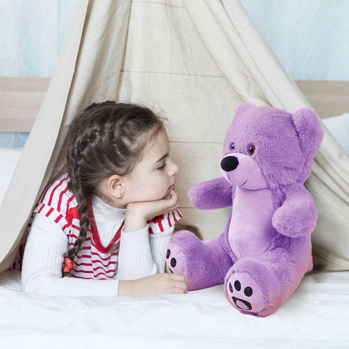 TEDDYBÄR süße Plüschtiere 25cm Lila - Lila, Textil (10/12cm) - Vercart