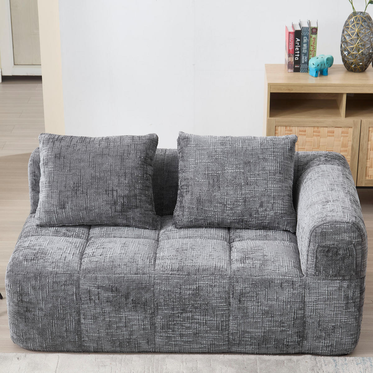 2-SITZER Sofa Chenille mit Chaiselongue und Seitentaschen 158/90/60 cm Grau - Grau, Textil (60/158/90cm) - Redom
