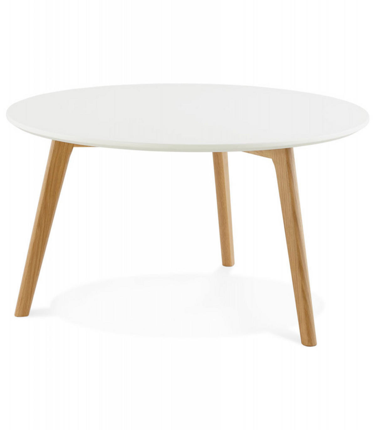 COUCHTISCH rund MDF Eiche skandinavisch weiß modern - Eichefarben/Weiß, Eichenholz/Holz (90/90/45cm) - KADIMA DESIGN