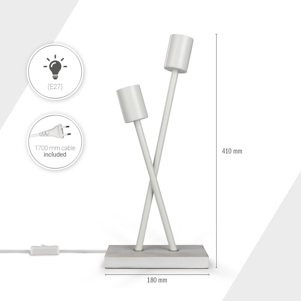 TISCHLAMPE Iks Tl - Weiß, Metall (18/10/41cm) - Paco Home