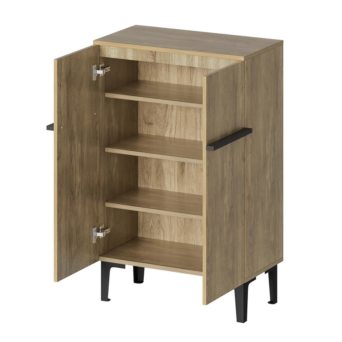 SCHUHSCHRANK 95x60x34.5 2 Türen Stauraum Verstellbare Böden - Schwarz, Holzwerkstoff (34.5/95/60cm) - FLIEKS