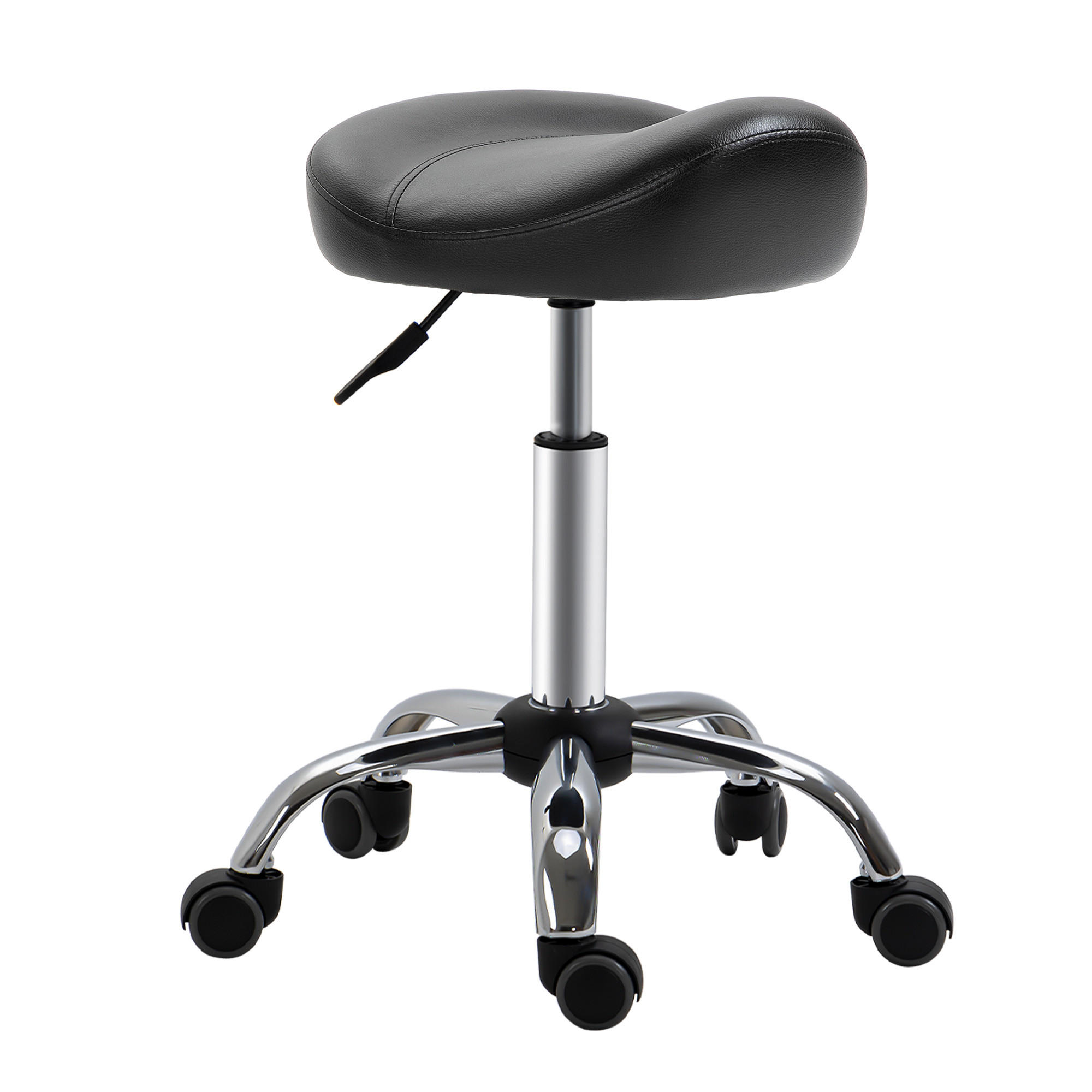 ROLLHOCKER, Höhenverstellbarer, Schwarz - Schwarz, Leder (48/69/48cm) - HOMCOM