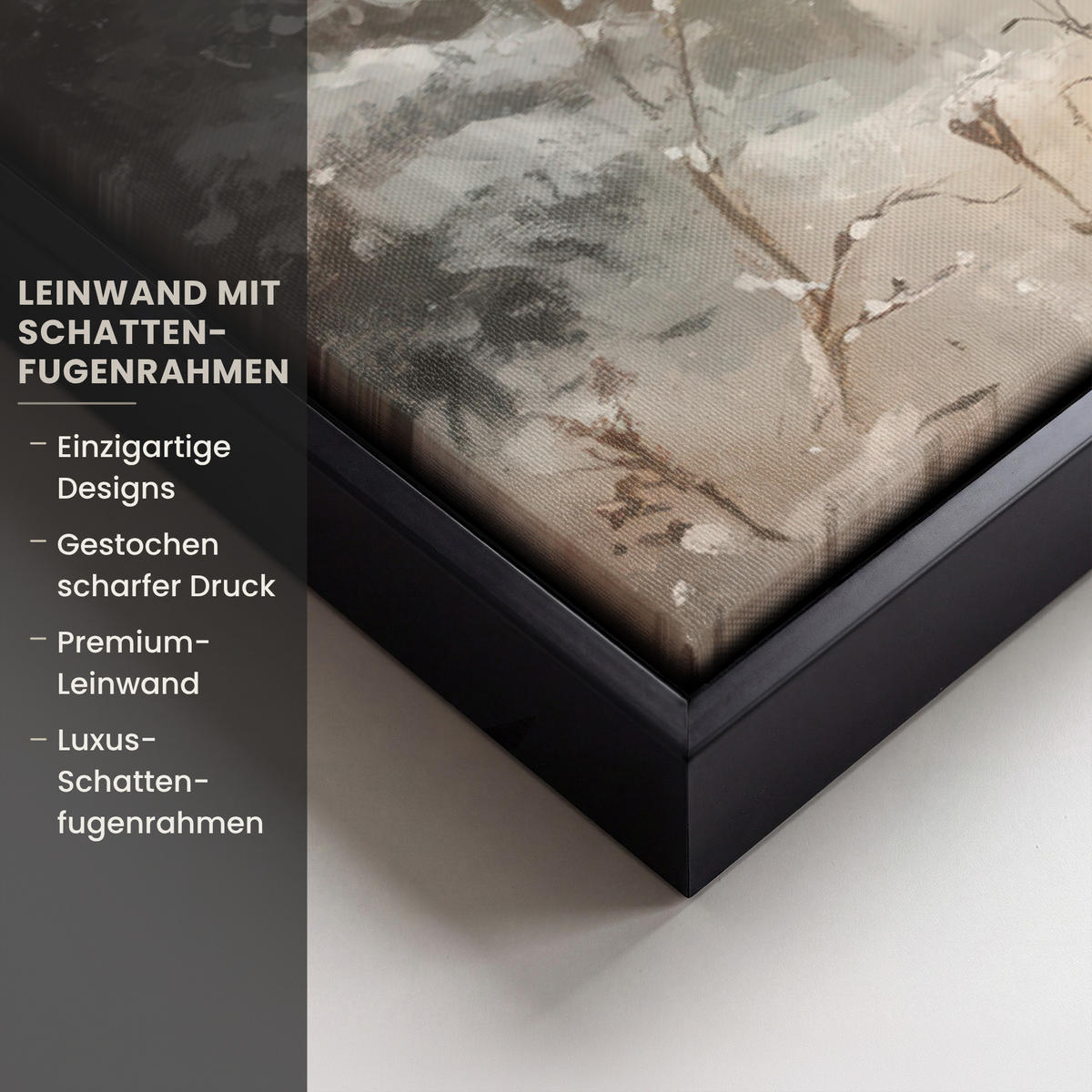 LEINWAND Bilder mit Rahmen - Weihnachten - Rentier - Winter - Kranz - 60x40 - Naturfarben, Textil (60/40cm) - MuchoWow