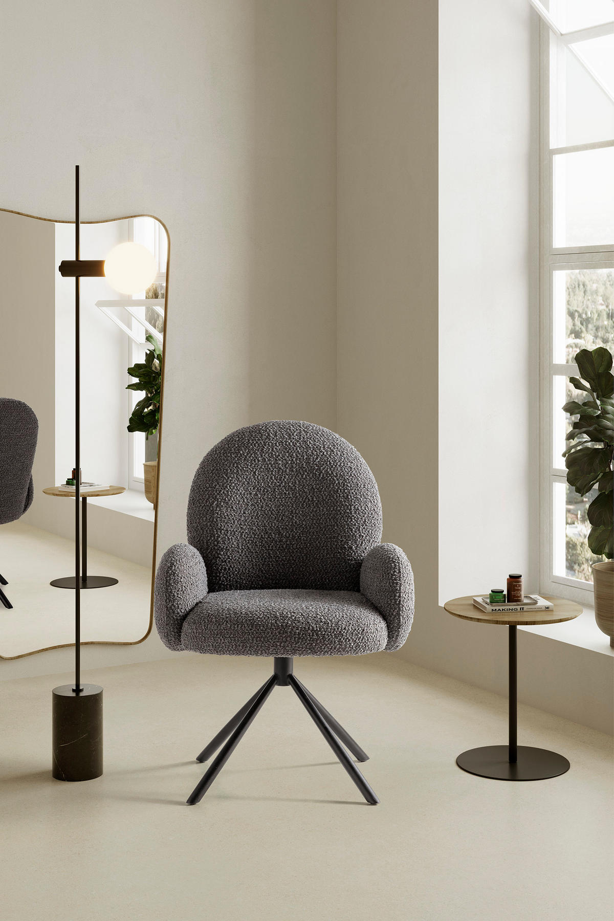 ESSZIMMERSTUHL Dario Grau 65/60/50 cm - Dunkelgrau, Textil (60/50/65cm) - Drawer