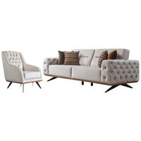 SITZGARNITUR Cuba Creme Stellvariante:3+1 - Creme, Holz (230/85/100cm) - Villa Möbel