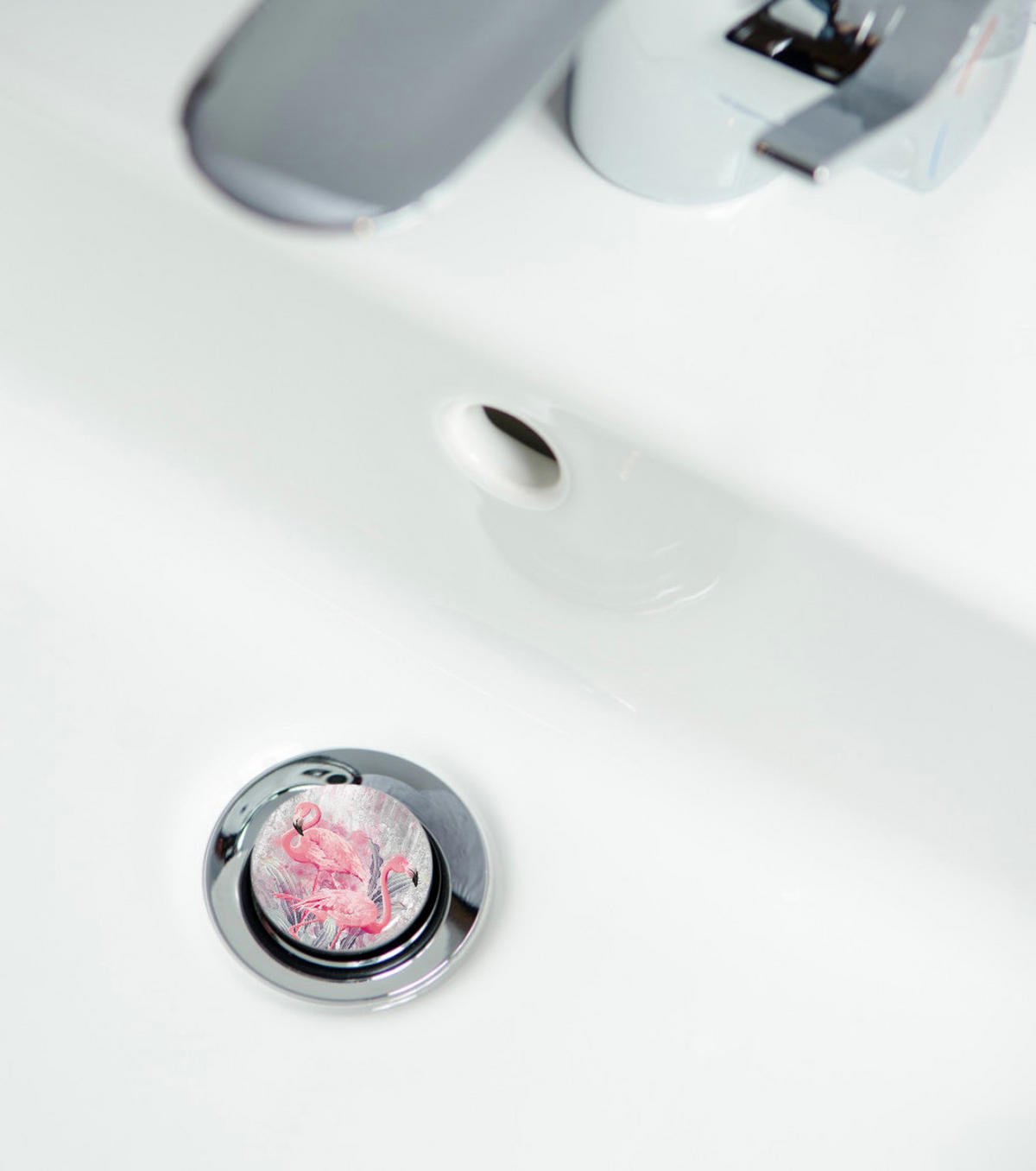 WASCHBECKENSTÖPSEL Flamingo 2 - Pink, Kunststoff/Metall (4/7/7cm) - Sanilo