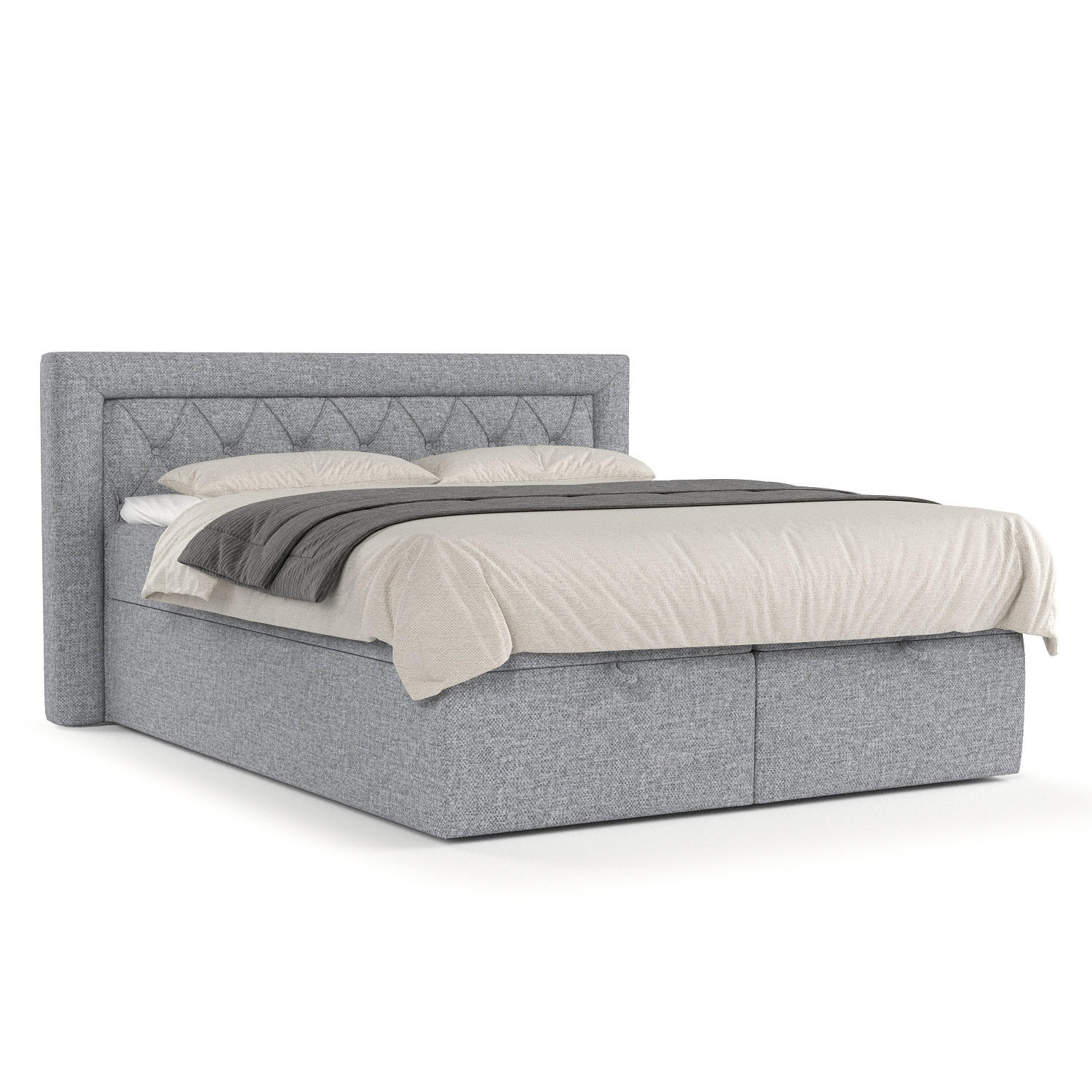 BOXBETT Jayleen Grau 140/200 cm - Schwarz/Grau, Holz/Holzwerkstoff (140/200cm) - Maison de Reve