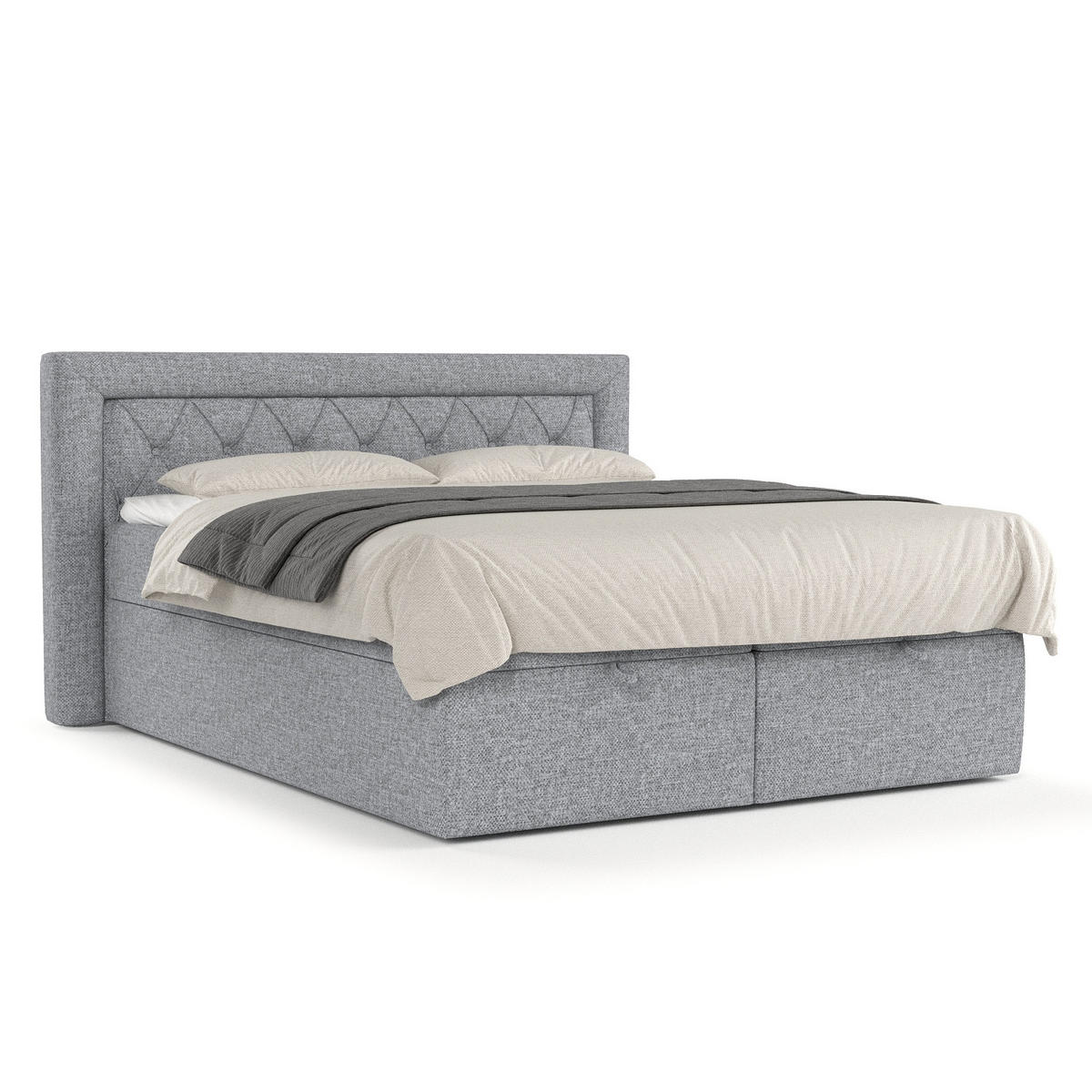 BOXBETT Jayleen Grau 140/200 cm - Schwarz/Grau, Holz/Holzwerkstoff (140/200cm) - Maison de Reve