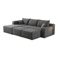 WOHNLANDSCHAFT Cord Dunkelgrau - Grau, Textil (241/58/151cm) - WISHDOR