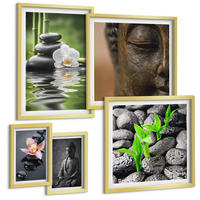 BILDER SET 5er Set - 50x50 cm & 20x30 cm & 40x60 cm Goldrahmen - Blumen in Vasen als Dekoration - Goldfarben, Kunststoff (40/60cm) - TULUP
