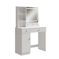 SCHMINKTISCH Silvia Weiß 90 cm mit LED-Spiegel - Weiß, Holzwerkstoff (90/139.5/40cm) - Vicco