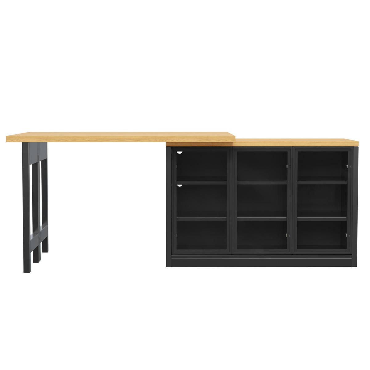 KÜCHENINSEL 360° Drehbar LED Stauraum Schwarz - Schwarz, Glas (120/72/40cm) - FLIEKS