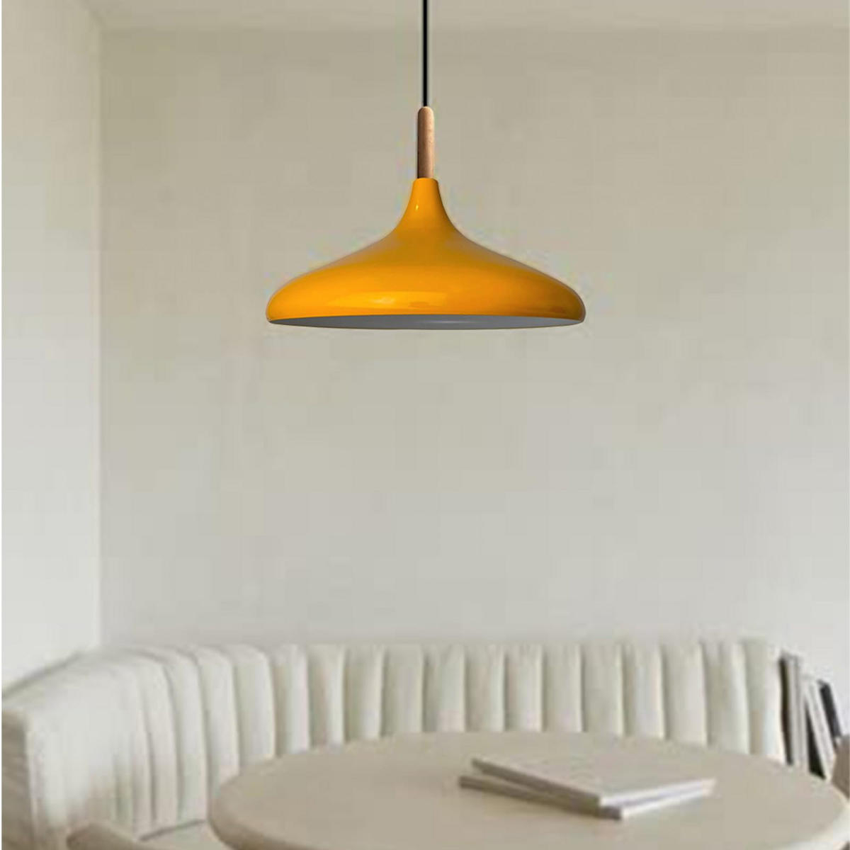 PENDELLEUCHTE Champion aus Holz 35/30 cm - Gelb, Metall (35/30cm) - Bamyum