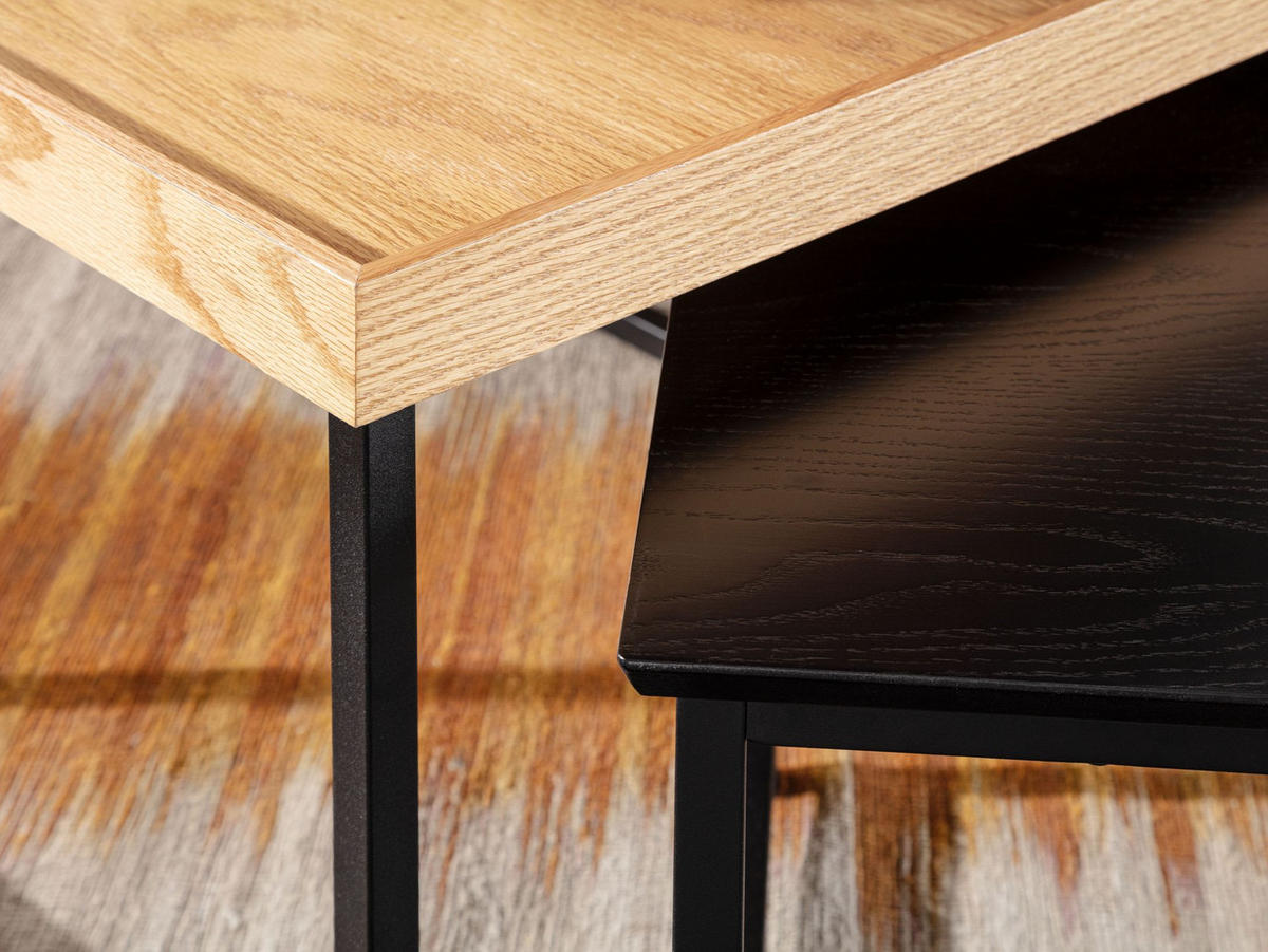 COUCHTISCH 2er Set Holz Metall Ineinanderschiebbar SILVANUS, Schwarz 110x60x45 cm - Schwarz, Holz/Metall (60/110/45cm) - KADIMA DESIGN