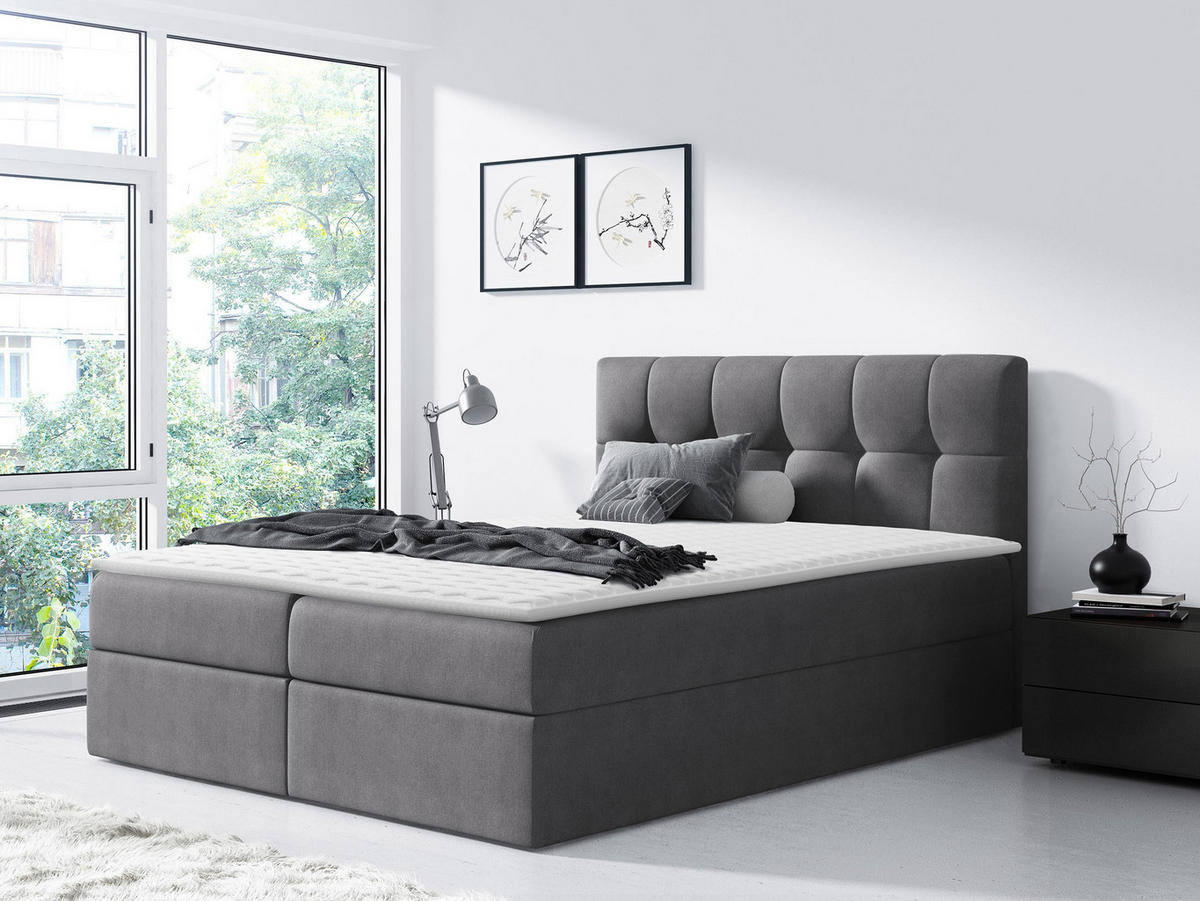 BOXBETT Rico - Grau, Holz/Textil (200/200cm) - MIRJAN24