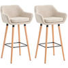 BARHOCKER 2er Set Stoff creme - Eukalyptusholzfarben/Creme, Holz/Textil (55/99/46cm) - CLP
