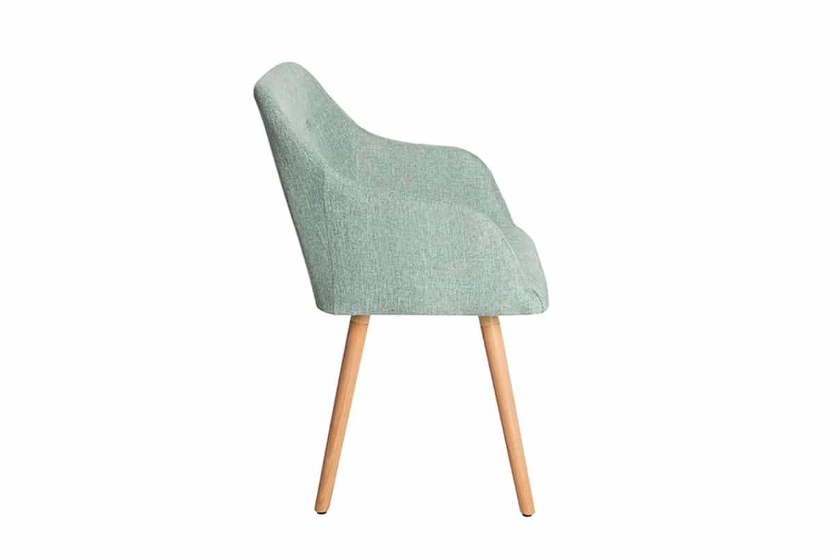 STUHL SCANDINAVIA MEISTERSTÜCK Strukturstoff Salbei-Grün 85 cm - Braun/Grün, Holz/Textil (55/85/55cm) - riess-ambiente