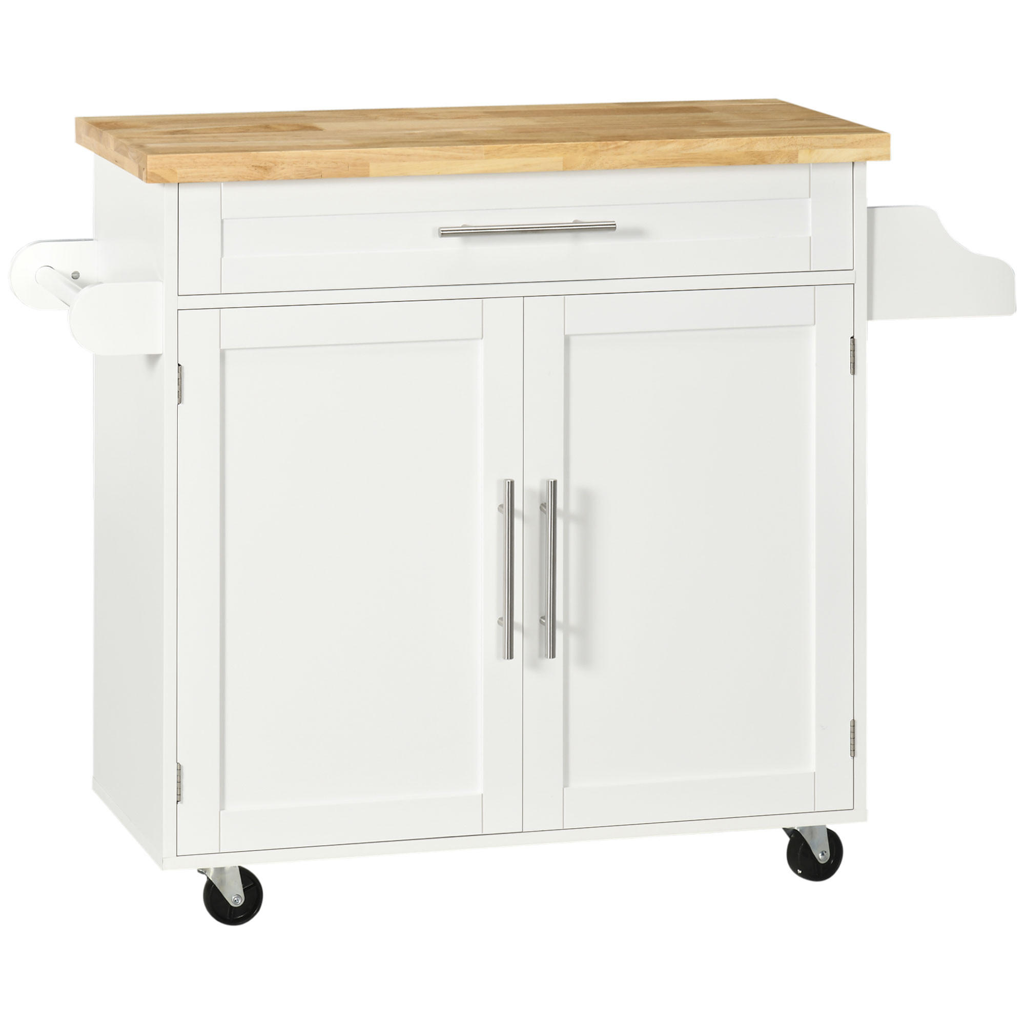 KÜCHENWAGEN, Gummiholz, Weiß, 109 x 40 x 89 cm - Weiß, Holzwerkstoff (40/89/109cm) - HOMCOM
