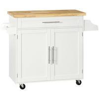 KÜCHENWAGEN, Gummiholz, Weiß, 109 x 40 x 89 cm - Weiß, Holzwerkstoff (40/89/109cm) - HOMCOM